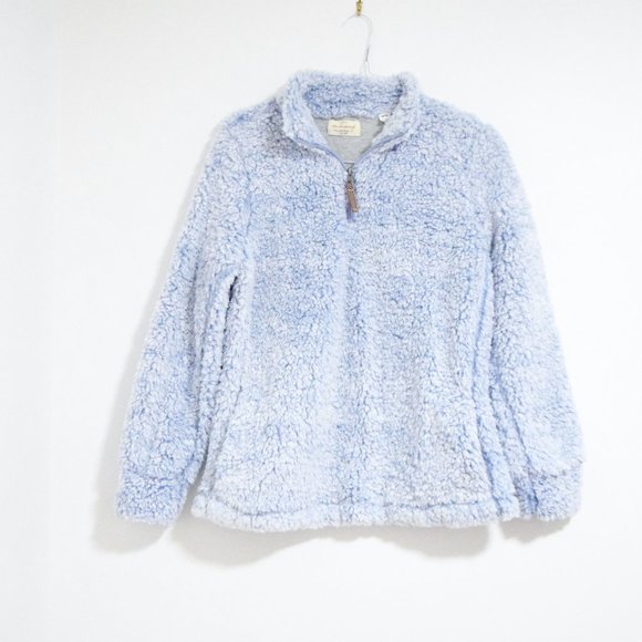 NEW Light Blue Fluffy Cloud Fleece Quarter Zip Pullover Sherpa Jacket | Size M - Picture 3 of 12